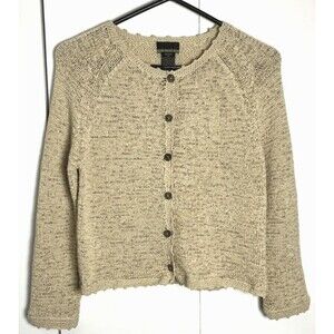 Sigrid Olsen Sport Womens Creamy Tan Knit Short Sweater Petite M Size